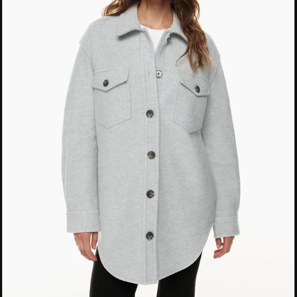 NWT Aritzia Wilfrid Free Ganna Shirt Jacket Tall Size XXS Heather Chrome - Picture 1 of 3